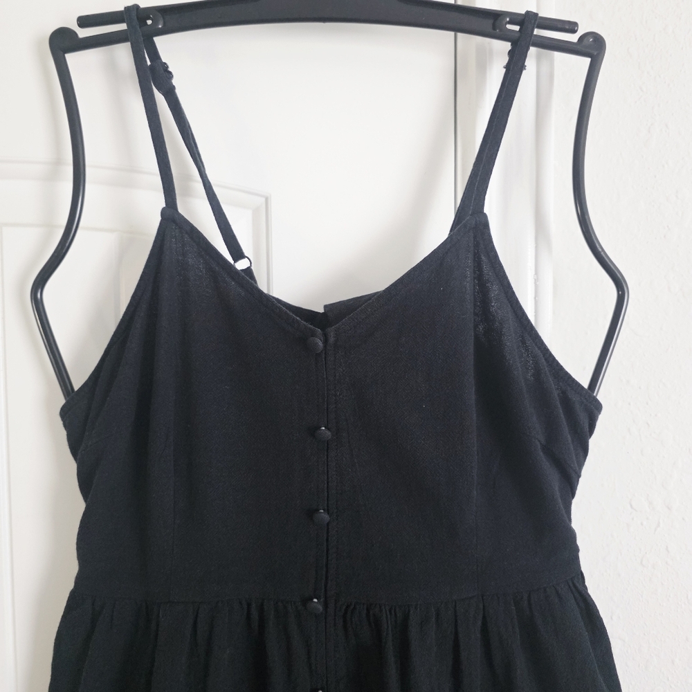 Universal Thread Black Midi Dress Button Front Tie Back – Size L - Picture 3 of 8